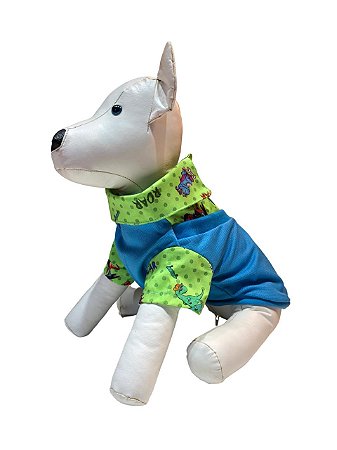 Camisa Suetér Pet Estampa Dino Skatista Para Cachorros e Gatos