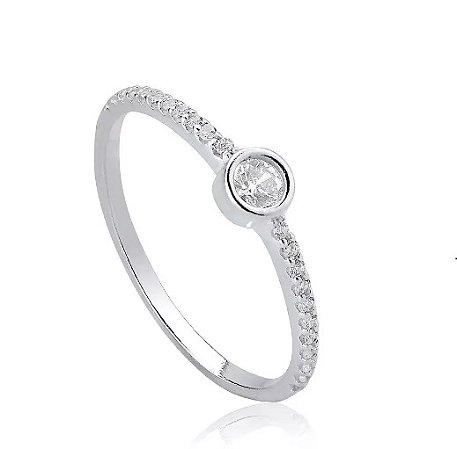 ANEL DE PRATA CRAVEJADO PONTO DE LUZ