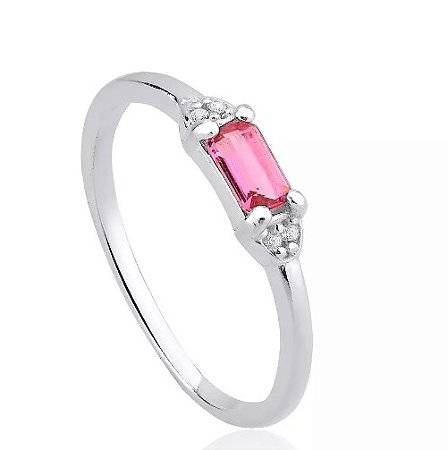ANEL DE PRATA JASMIN FÚSCIA