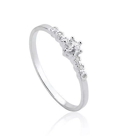 ANEL DE PRATA SOLITÁRIO ZIRCÔNIAS