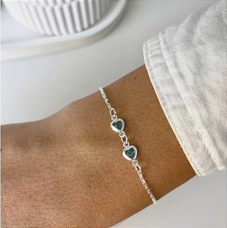 PULSEIRA DOIS CORAÇÕES AZUL