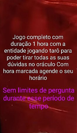 Jogo de tarot com. 1 hora de duração