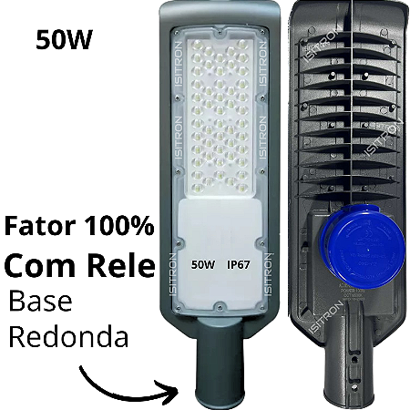 Luminária 50W Com Relé Fotocélula Base Redonda Led SMD Fator 100% uso geral