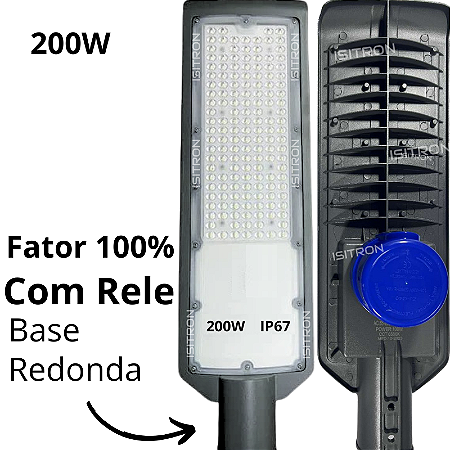 Luminária 200W Com Relé Fotocélula Base Redonda Led SMD Fator 100% uso geral