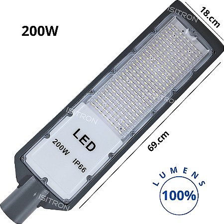 Luminária 200W Fator 100% Led SMD IP66 Base Redonda uso geral