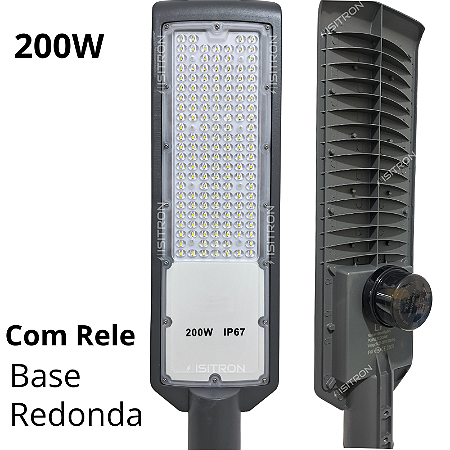 Luminária 200W Com Relé Fotocélula Base Redonda Led SMD