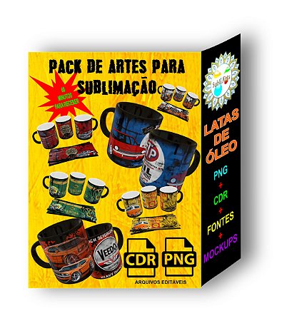 Pack de Artes para Sublimação de Canecas LATAS DE ÓLEO em CDR e PNG