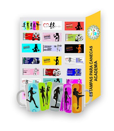 Pack de Artes para Sublimação de Canecas ACADEMIA em CDR e PNG