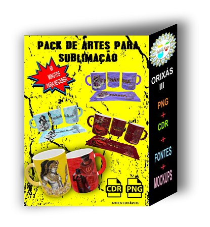 Pack de Artes para Sublimação de Canecas ORIXÁS 3 em CDR e PNG