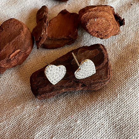 Brinco Coração Cravejado Zircônia