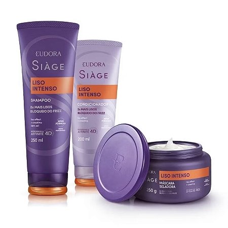 Combo Siàge Liso Intenso: Shampoo 250ml + Máscara 250g + Condicionador 200ml Eudora