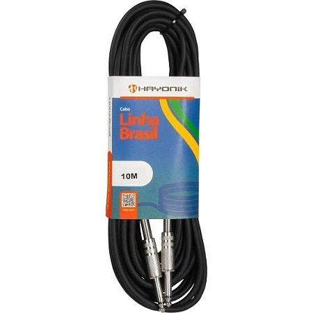 Cabo para Instr. HAYONIK Linha Brasil P10 x P10 10m Preto