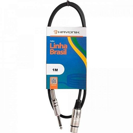 Cabo para Microfone HAYONIK Linha Brasil XLR Fêmea x P10 1m Preto