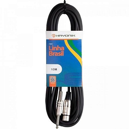 Cabo p/ Mic HAYONIK Linha BRASIL XLR(F) X P10 10M Preto