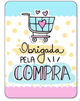 Cartão de Agradecimento 5,4x7,2cm c/100 unidades Obrigada Pela Compra