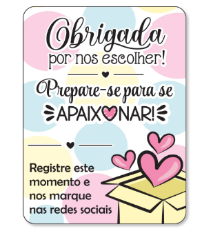 Cartão de Agradecimento 5,4x7,2cm c/100 unidades Gratidão Ter Você como Cliente