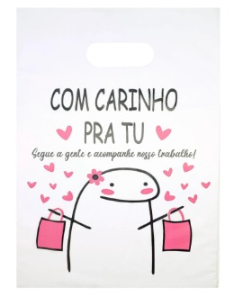 Sacola Boca de Palhaço Plástica - 50 unidades - 30x40cm Com Carinho Pra Tu