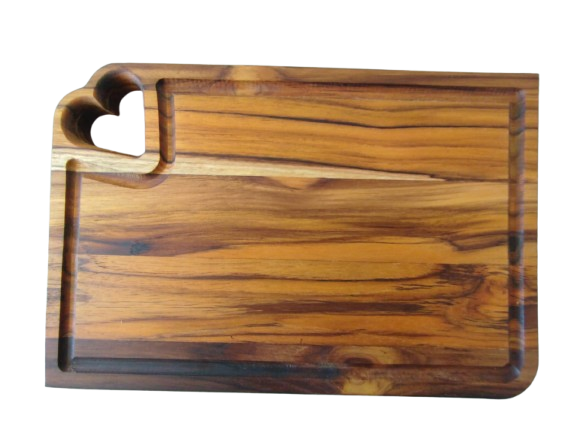 Tábua de corte coração teca 33x22x2 cm