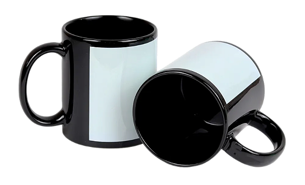 Caneca Cerâmica Preta Com Tarja 325ml