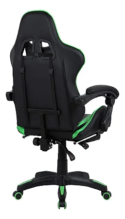 Cadeira Escritório Gamer Ergonômica Reclinável Massageador Preto e Verde Material do estofamento Couro sintético