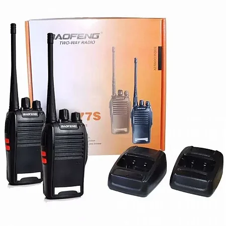 Kit 2 Rádio Comunicador Walk Talk Baofeng 777s com 16 Canais Alcance de 2 a 8Km 2 Duas Pçs