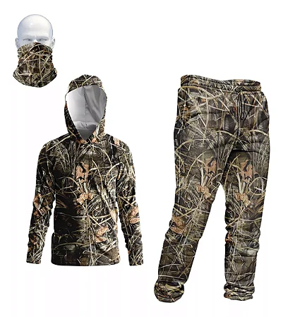 Roupa Camuflada Completa Calça + Camisa com capuz + Bandana