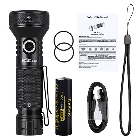 Sofirn if22a 2100lm lanterna 21700 luz poderosa sft40 led 629m de longo alcance