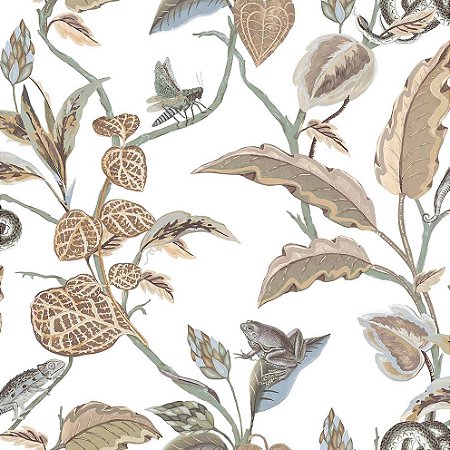 Papel de Parede Botany House - Folhas e Flores - 15506 - Vinílico