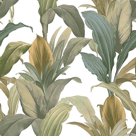 Papel de Parede Botany House - Folhas e Flores - 15513 - Vinílico