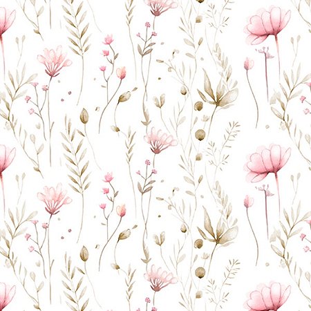 Papel de Parede Doce Bebê 1 - Folhas e Flores - DB737 - Vinílico