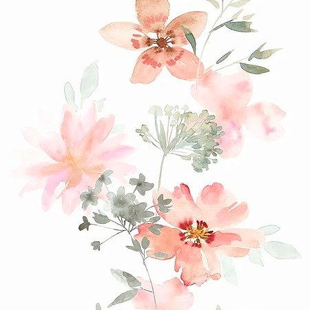 Papel de Parede Kylie - Folhas e Flores - 81626 - TNT - Vinílico