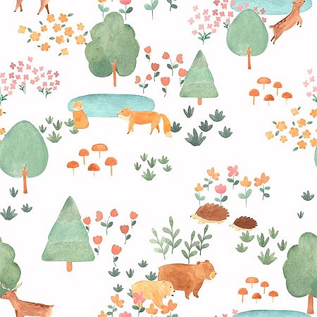 Papel de Parede Bosque da Imaginação - Animal - 80737 - Vinílico