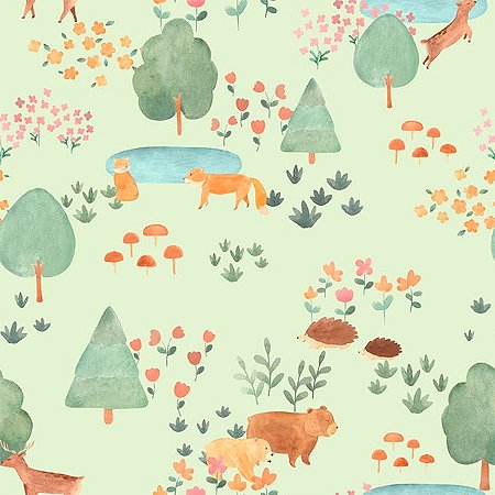 Papel de Parede Bosque da Imaginação - Animal - 80751 - Vinílico