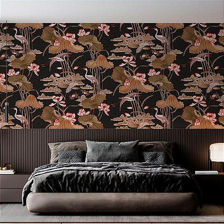 Papel de Parede HF Orient II - Folhas e Flores - 422706 - Vinílico