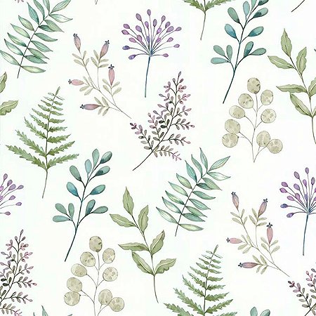 Papel de Parede Sejours & Chambres - Folhas e Flores - 51194304 - Vinílico