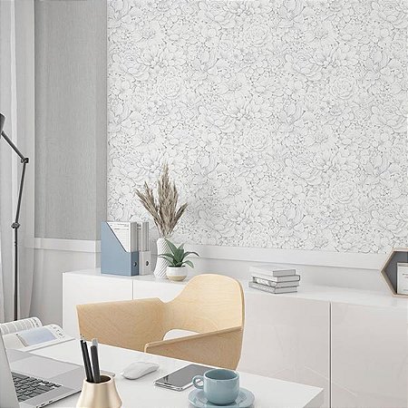 Papel de Parede Botânica - Folhas e Flores - 33952 - Vinílico