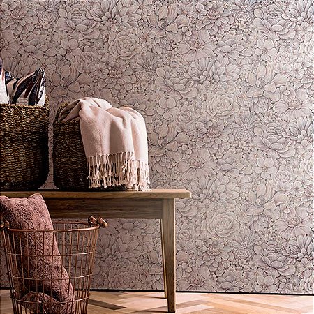 Papel de Parede Botânica - Folhas e Flores - 33954 - Vinílico