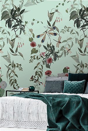 Papel de Parede Bio-Habitat - Folhas e Flores - 101014 - Vinílico