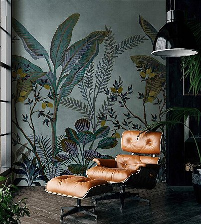 Papel de Parede Bio-Habitat - Folhas e Flores - 101027 - Vinílico