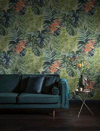 Papel de Parede Bio-Habitat - Folhas e Flores - 101031 - Vinílico