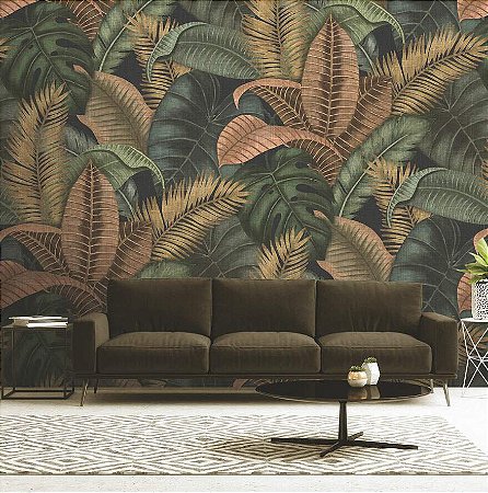 Papel de Parede Bio-Habitat - Folhas e Flores - 101037 - Vinílico