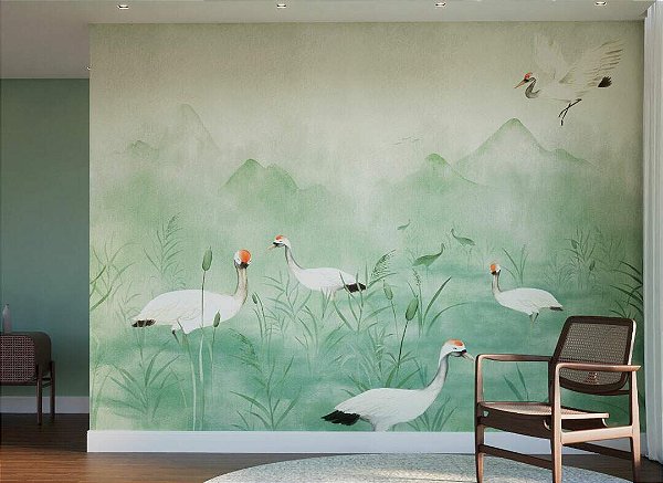 Papel de Parede Bio-Habitat - Folhas e Flores - 101041 - Vinílico