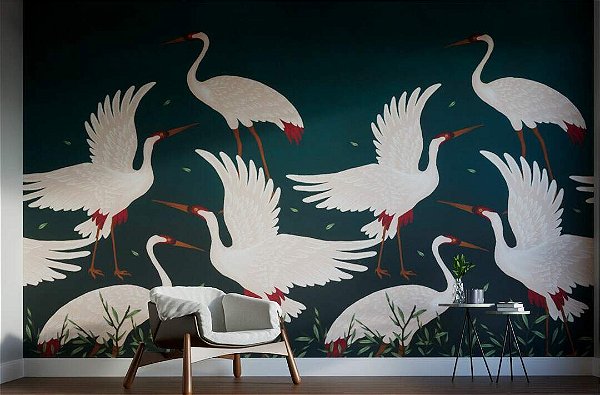 Papel de Parede Bio-Habitat - Folhas e Flores - 101045 - Vinílico