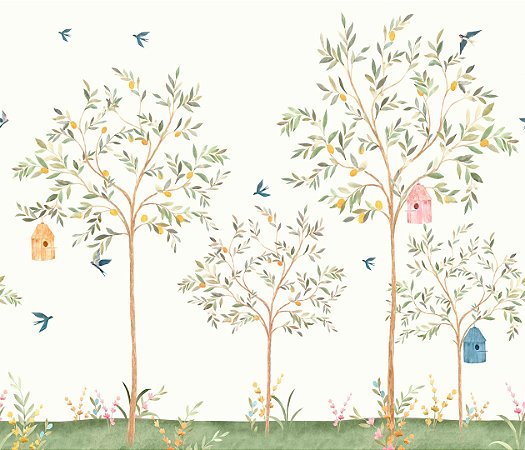 Papel de Parede Memórias de Infância - Folhas e Flores - 201029 - Vinílico