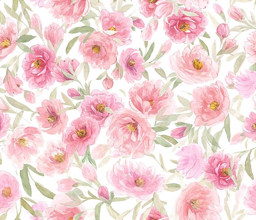 Papel de Parede Natureza Lúdica - Folhas e Flores - 83639 - Vinílico