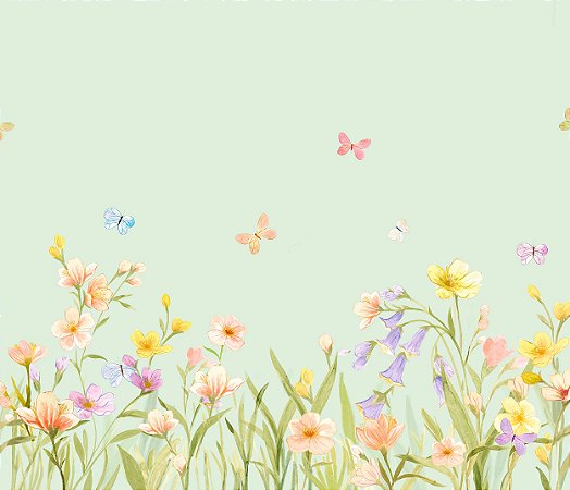 Papel de Parede Natureza Lúdica - Folhas e Flores - 83745 - Vinílico
