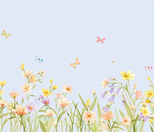 Papel de Parede Natureza Lúdica - Folhas e Flores - 83766 - Vinílico