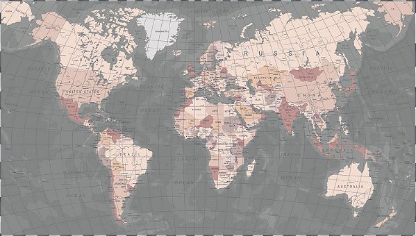 Papel de Parede Mapas - Mapa Mundi - KPMAPA00011 - Vinílico