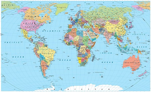 Papel de Parede Mapas - Mapa Mundi - KPMAPA00014 - Vinílico