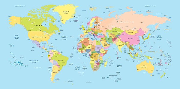 Papel de Parede Mapas - Mapa Mundi - KPMAPA00015 - Vinílico